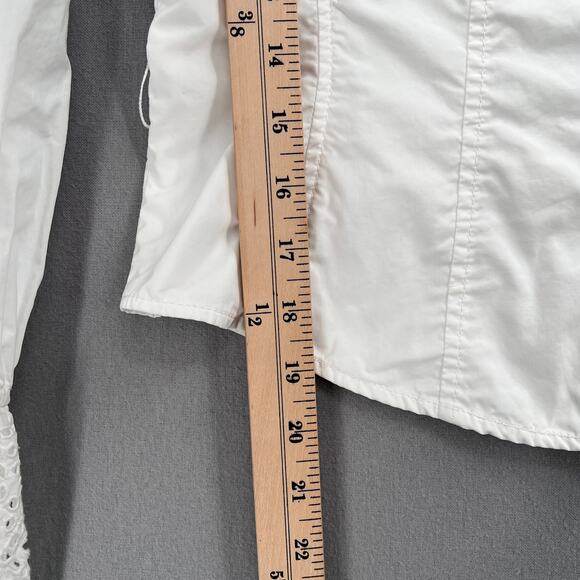 REBECCA TAYLOR Long Sleeve Eyelet Pop Top Womens 8 Milk White Romantic Boho - Picture 15 of 16